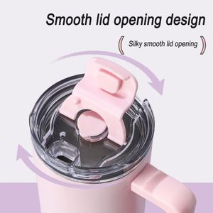 Custom 40oz Travel Sublimation Tumbler <b>Insulated</b> Stainless Steel Flip Straw Tumbler <b>Mug</b> with Handle Twist on Lid - Product Image 2