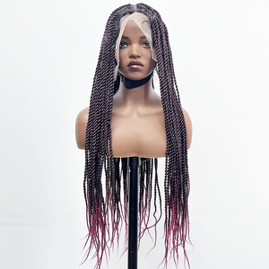 Peluca de Cabello Sintético Trenzado de <span class=keywords><strong>Dos</strong></span> Hebras, Tejida a Mano, sin Pegamento, de Encaje Completo, 40 Pulgadas, Resistente al Calor, Fibra de Alta Temperatura - Product Image 1