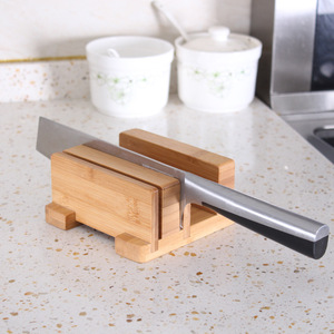 Bamboo <b>Kitchen</b> Knife Rack Multi Functional Cutting Board Holder With Stand Square Shape - Product Image 1