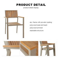 Meubles de patio en aluminium, meubles de jardin en bois, ensemble de table et de chaises de salle à manger d'extérieur, ensemble de 7 pièces