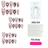 Ongles artificiels Halloween transfrontaliers très demandés, motifs fantômes, étoiles, lunes et chats mignons, finition œil-de-chat violette, personnalisables, 30 pièces