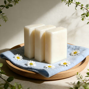 สบู่<span class=keywords><strong>นม</strong></span>แพะธรรมชาติผสมสมุนไพร ออร์แกนิค บำรุงผิวขาวใส สำหรับผิวหน้าและผิวกาย สบู่ก้อนสี่เหลี่ยมสีขาว - Product Image 1