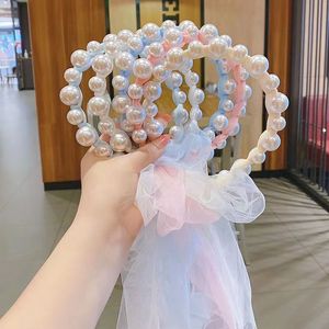 Aksesoris Rambut Pita Mutiara Imitasi Lucu Manis untuk Anak, Ikat Rambut Tulle Buatan Tangan Model Putri untuk Kuncir Kuda dan Kepang - Product Image 2