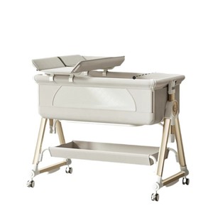 Cuna Portátil Plegable Multifuncional, Mesa de Lactancia, Cama Mecedora, Cambiador de Pañales, 0-12 Meses, Gris Blanco Hueso - Product Image 4