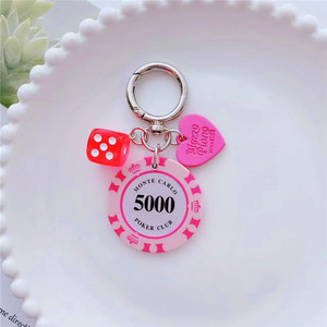 New Lucky Poker Chip <strong>Keychain</strong> Car Key Pendant Couple Hot Selling Resin Material Eco-Friendly Durable - Product Image 5