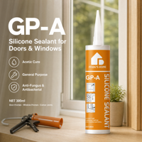 Scellant silicone acétique GP-A 300 ml, usage général, anti-fongique, anti-bactérien, pour fenêtres, portes et salles de bain
