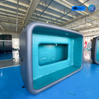 Piscine gonflable en PVC écologique, piscine rectangulaire hors sol stable avec siège confortable pour la baignade quotidienne en famille