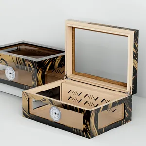 Produsen kotak kayu kustom cat pernis piano grosir kotak kayu cedar humidor cerutu dalam jumlah besar