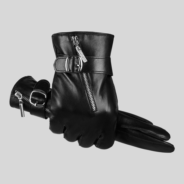 Fashion Custom Thinsulate Men Driving Motorcycle Keep Warm Black Genuine Leather Gloves