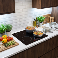 Table de cuisson à induction électrique encastrable haute puissance 4 brûleurs 7000W, surface en verre cristal, commande tactile, économe en énergie, usage domestique