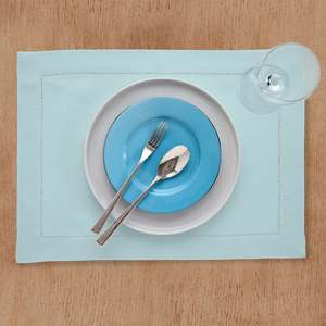 Linen Hemstitch <b>Placemats</b> with Clean Woven Finish for Reception Tables and Wedding Planners - Product Image 1
