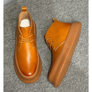 รองเท้าบูทกีฬากลางแจ้งสำหรับผู้ชาย ดีไซน์ย้อนยุคทันสมัย ​​รองเท้าบูทหนังแบบผูกเชือกสำหรับการสังสรรค์และงานปาร์ตี้ รองเท้าบูทหุ้มข้อคุณภาพสูง - Product Image 5