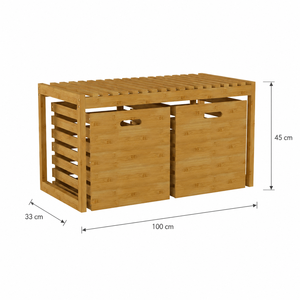 Panca contenitore in bambù con 2 cassetti estraibili, panca <span class=keywords><strong>da</strong></span> ingresso con spazio contenitore, panca porta scarpe con cassetti, mobili per soggiorno all'ingrosso - Product Image 3