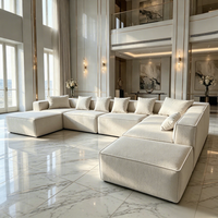 Ensemble de canapés d'angle modulaires italiens - Grand canapé moderne en tissu de style divisé - Mobilier de salon compact