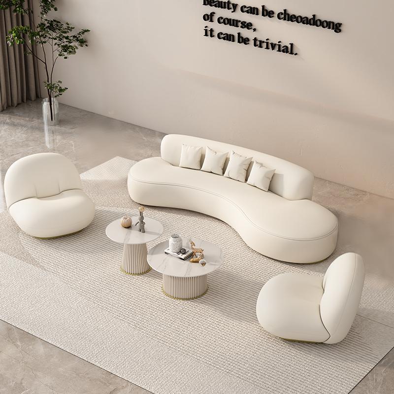 Four-person single coffee table set (white)