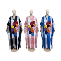 Nouvelle Robe Musulmane Ample Grande Taille en Gros, Col en V, Manches Courtes, Décontractée, Couleurs Assorties