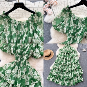J7379 Vestido de Verano con Estampado Floral Vintage, Vestido Romántico para Mujer con Mangas Abullonadas, Cintura Ajustada, Vestido Largo Elegante para Mujer - Product Image 3