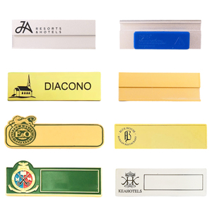 Logotipo personalizado del hotel Gráficos en blanco Insignia de metal Placas de identificación Etiquetas Acabado profesional minimalista para el sector de servicio del personal ENVÍO RÁPIDO - Product Image 1