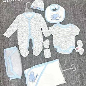 Custom 2023 new style winter Newborn Babies Gift Box Pure Cotton long sleeve 8piece boy girl baby gift box suit