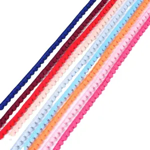 Wholesale 100% Nylon Pom Pom Trim Ball Lace Colorful Mini Pearl Pompom Fringe Ribbon 10mm for Garments Craft Accessories