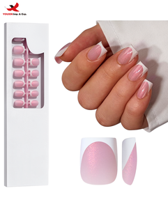 Uñas Francesas de 3 Días, 120 Uds., Pegatinas de Uñas Simples con Brillo en Aerosol, Placas de Uñas Triangulares Desmontables, GZ RTS, Pedido Mixto al por Mayor - Product Image 1