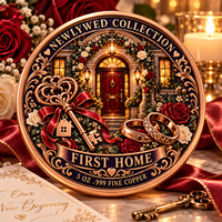 Pièce commémorative personnalisée en cuivre pur .999 de 5 oz, pièce de monnaie 3D en relief, artisanat métallique, souvenir de mariage, cadeau pour couple nouvellement marié