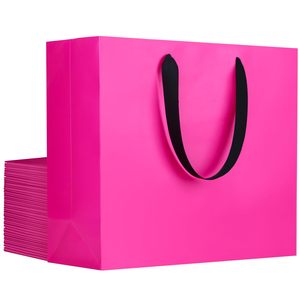 Große schwarze Geschenkt üten 12,5 "x 4,5" x 11 "Kraft papier Schwarze Einkaufstasche mit Griffen Bulk Merchandise Retail Wrapping Hochzeits taschen - Product Image 2