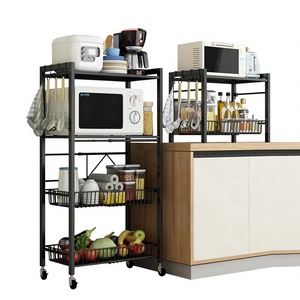 Adjustable Movable Household Corner Shelf Kitchen <strong>Microwave</strong> Oven Stand <strong>Storage</strong> With Vegetable Fruit Rack Cabinet - Product Image 1
