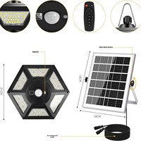 Lampe suspendue à LED à énergie solaire, avec détecteur de mouvement, télécommandée, fonctionnant sur batterie, IP65, pour balcons et extérieur