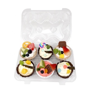 Bán buôn 1 2 4 6 12 24 lỗ cupcake rõ ràng nhựa vỏ sò container bánh nướng xốp bản lề Hộp bao bì dùng một lần - Product Image 4