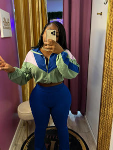 الخريف ، ملابس نسائية من قطعتين ، بدلة رياضية ، مجموعات ملابس من قطعتين ، مجموعة ملابس نسائية مرقعة ، مجموعة سراويل اليوغا الرائجة - Product Image 6