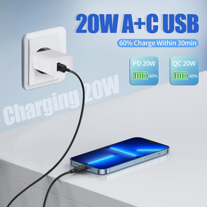 <span class=keywords><strong>Chargeur</strong></span> de bureau à charge rapide <span class=keywords><strong>USBC</strong></span> 20W 2 ports Type C avec certification CE FCC pour iPhone pour <span class=keywords><strong>Samsung</strong></span> pour Huawei pour Xiaomi - Product Image 3