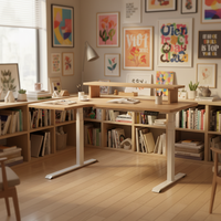 Bureau informatique électrique ergonomique moderne en L, réglable en hauteur, pour le travail à domicile, table d'étude assis-debout pour adultes