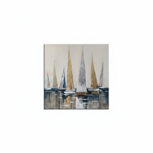 Modern Gold & Silver Sailboats: Printed Canvas Artwork,<b>WRAPPED</b> CANVAS - Product Image 2