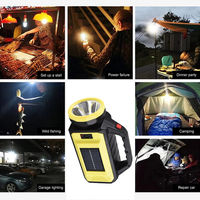 Lampu Senter LED COB Super Terang Tenaga Surya Isi Ulang Tahan Air 2000mAh 1000 Lumens Pengisian USB Genggam untuk Bertahan Hidup Darurat