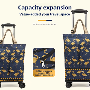 Sac de chariot d'épicerie portable avec chariot à roue universel détachable télescopique et pliable étanche-pour le shopping - Product Image 2