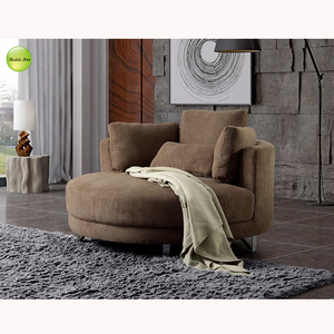 Redde Boo Big Size <strong>Round</strong> Design Fabric Single <strong>Sofa</strong> <strong>Chair</strong> with Metal Legs for Leisure Villa - Product Image 2