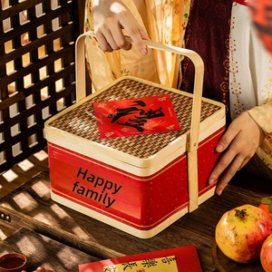 Caja de Regalo para Dulces de Boda, Caja de Recuerdos para Fiesta de Compromiso, <span class=keywords><strong>Cesta</strong></span> de Bambú para el Primer Cumpleaños del Bebé, Caja de Regalo Vací<span class=keywords><strong>a</strong></span> Estilo Chino - Product Image 2