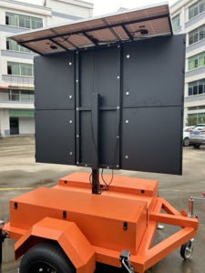 ป้ายข้อความแปรผันแบบ LED ป้ายข้อความเคลื่อนที่ ป้ายจราจรชั่วคราว รถพ่วงพลังงานแสงอาทิตย์ หน้าจอ 2100x1400 มม. ระยะการทำงาน 3600 มม. สำหรับการจราจร - Product Image 5