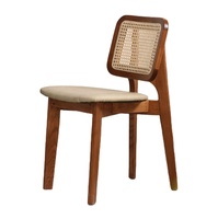 Chaise de salle à manger classique et pratique en rotin, chaise rembourrée en bois massif pour salle à manger