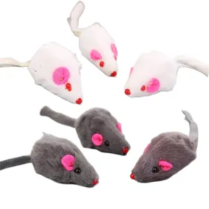 Tavşan kürk yanlış fare Pet kedi oyuncaklar Mini komik oynayan yavru oyuncak ile Loud taş