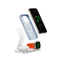 Station de charge multifonctionnelle en alliage d'aluminium, chargeur sans fil magnétique pliable 3 en 1, pliable, adapté à l'iPhone