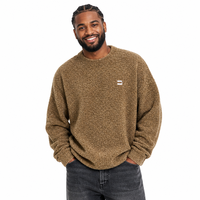 Pull en maille pour homme avec logo personnalisé, col rond, manches longues, poids moyen, kaki, doux, confortable, automne-hiver, en acrylique, fabrication OEM & ODM