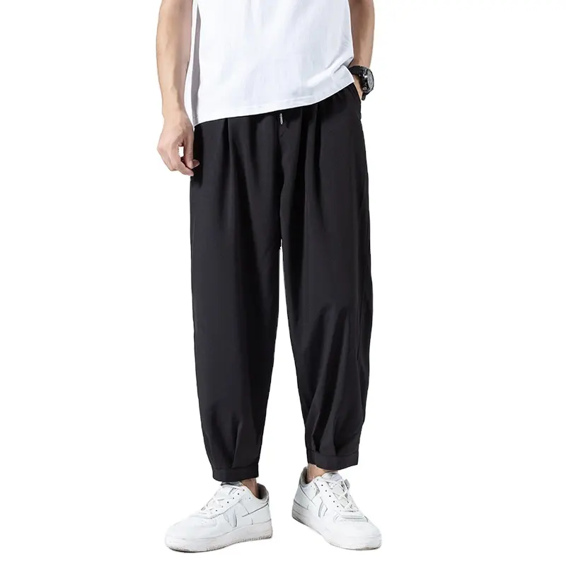 plus size men's pants & trousers Light ice silk men large 2022 summer casual boys sports straight suit Capris sweat pants