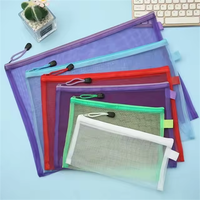 Bolsa de papel PP con cremallera de malla A4 transparente para pruebas de estudiantes Oficina A5 Almacenamiento de archivos de datos-Ventas directas del fabricante