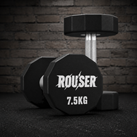 Dumbbell Rouser Fitness Professional Commercial 12-Sided CPU, Dumbbell Berat Tetap Urethane Heavy Duty untuk Latihan Kekuatan di Gym