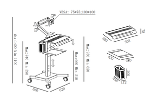 높이 조절 치과 트롤리 클리닉 가구 치과 카트 병원 구강 스캐너 모바일 의료 카트 노트북 용 카트 - Product Image 6