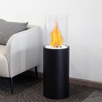 Cheminée au bioéthanol, foyer de table pour intérieur/extérieur, acier rond, logo personnalisé