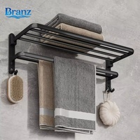 Porte-serviettes mural en aluminium spatial de haute qualité, sans perçage, avec étagère de rangement pour salle de bain et toilettes