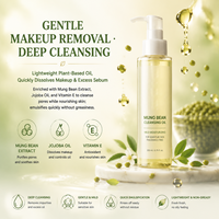 Huile Nettoyante Visage Bio Végane en Gros à l'Extrait de Haricot Mungo, Huile de Jojoba et Acides Aminés pour Dissoudre en Profondeur le Maquillage Tenace